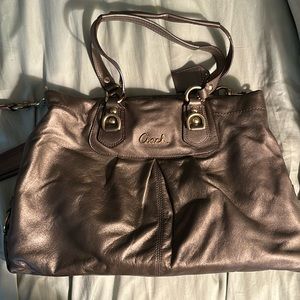 Coach Ashley Metallic Bronze Gold Convertible Shoulder Bag Satchel